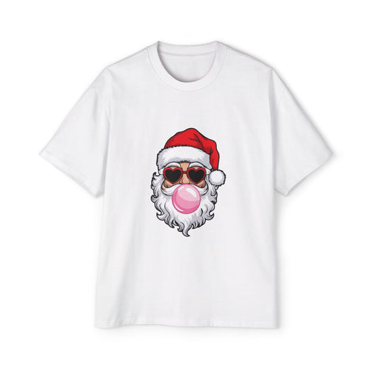 Santa With Sunglasses Men's Heavy Oversized Tee – Christmas Sale Edition Printify