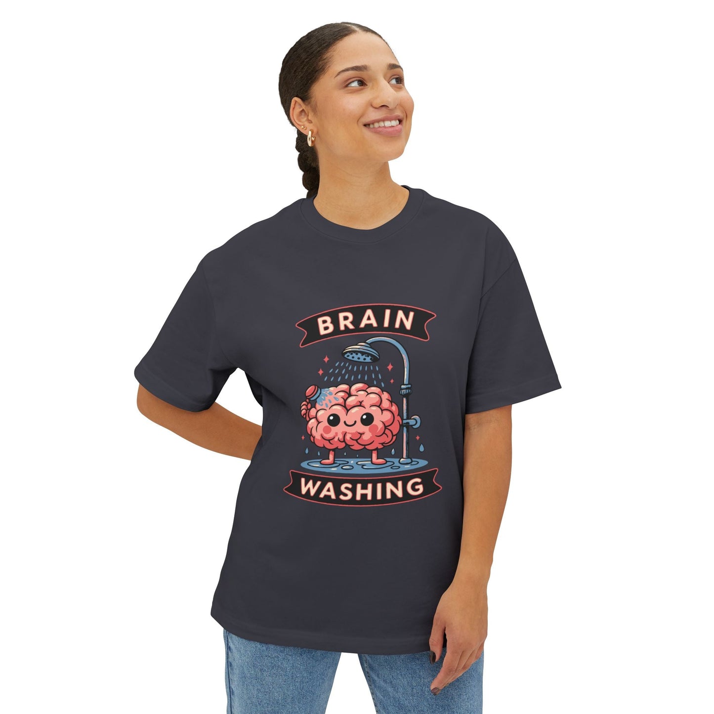 Oversized boxy Tee – Snazzy Brain washing Edition Printify