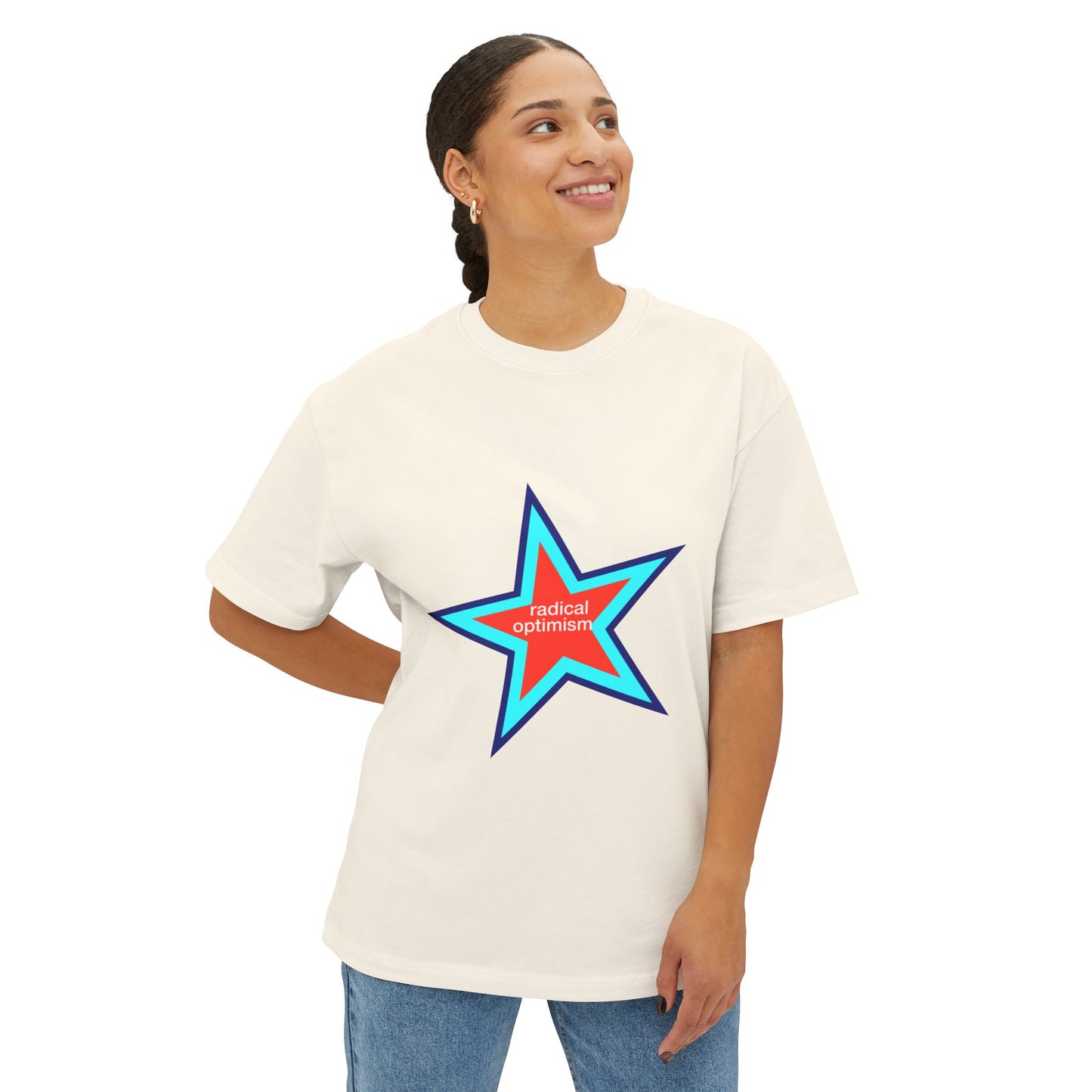 Power of Positivity Star Unisex Oversized Boxy Tee - snazzymerch