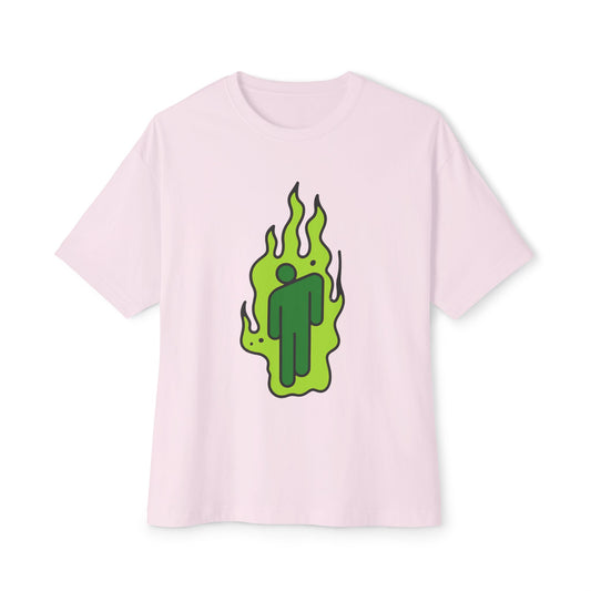 Billie Eilish Inspired Green Flame Oversized T-Shirt – Neon Streetwear Edition Printify