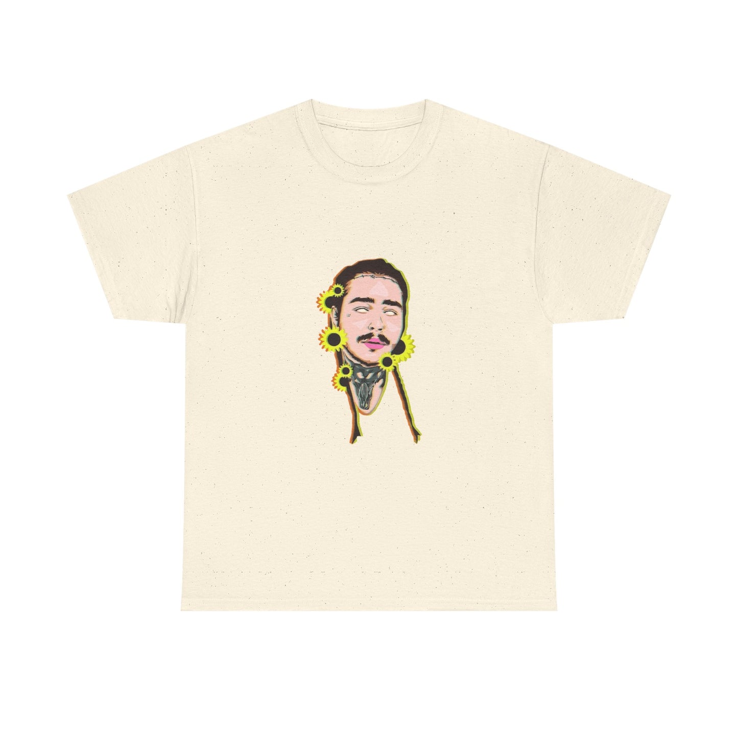 Cartoon Face with Sunflowers Unisex Heavy cotton Tee Printify