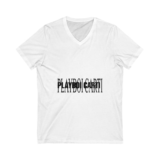 Sharp Red Gothic Text Unisex Jersey Short Sleeve V-Neck Tee - snazzymerch