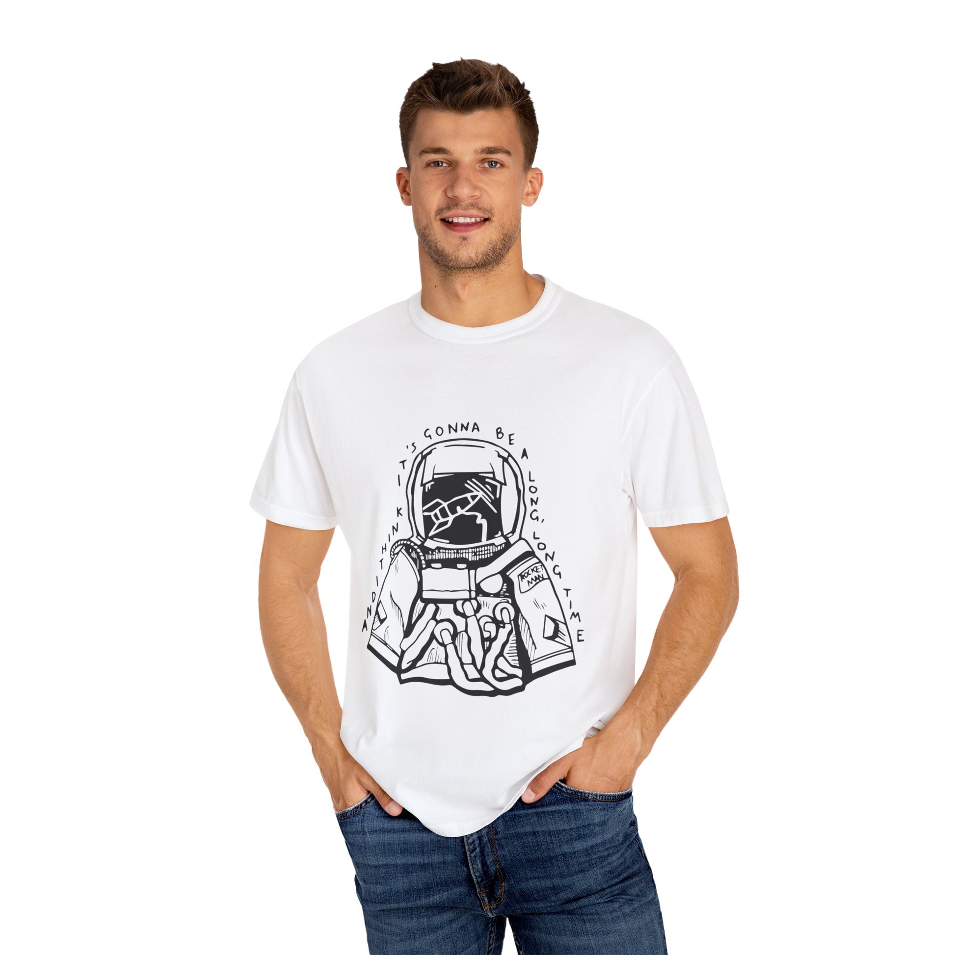 Outline Face Design Unisex Garment-Dyed T-shirt - snazzymerch