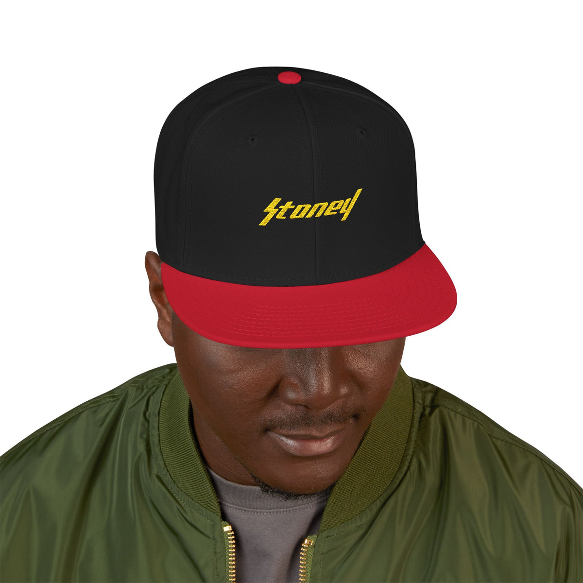 Orange Lightning Text Logo Snapback Cap Printify