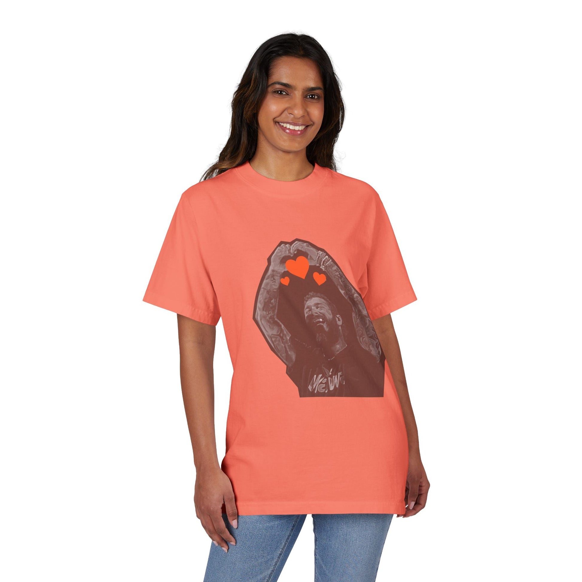 Unisex Garment-Dyed Drop-Shoulder T-Shirt – Post Malone Heartfelt Wishes Printify