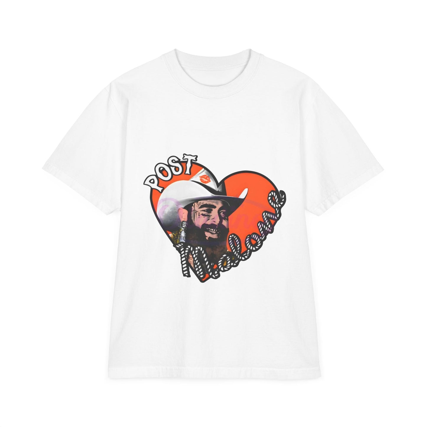 Unisex Garment-Dyed Drop-Shoulder T-Shirt – Post Malone Heart Design Printify