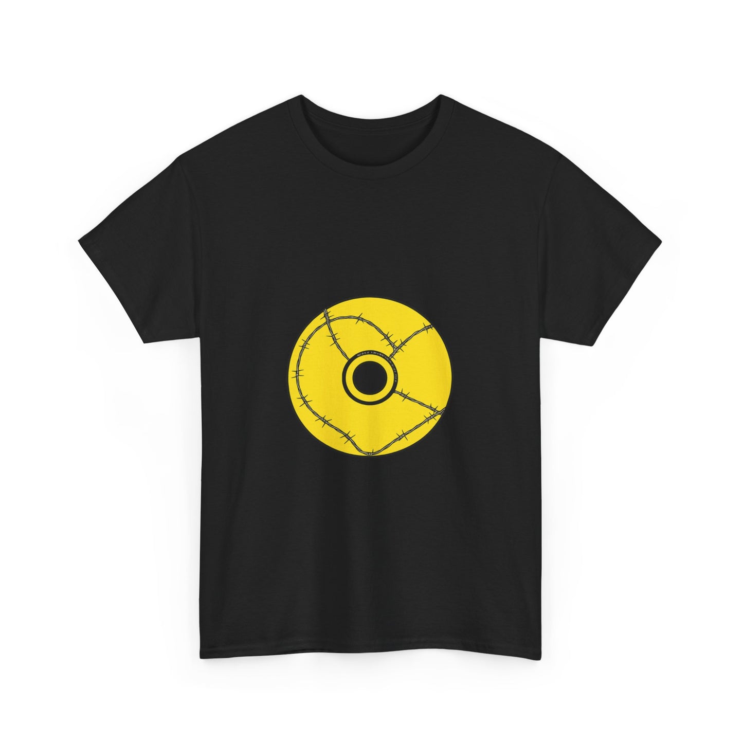 Minimalist Black Disc Outline Unisex Heavy cotton Tee Printify