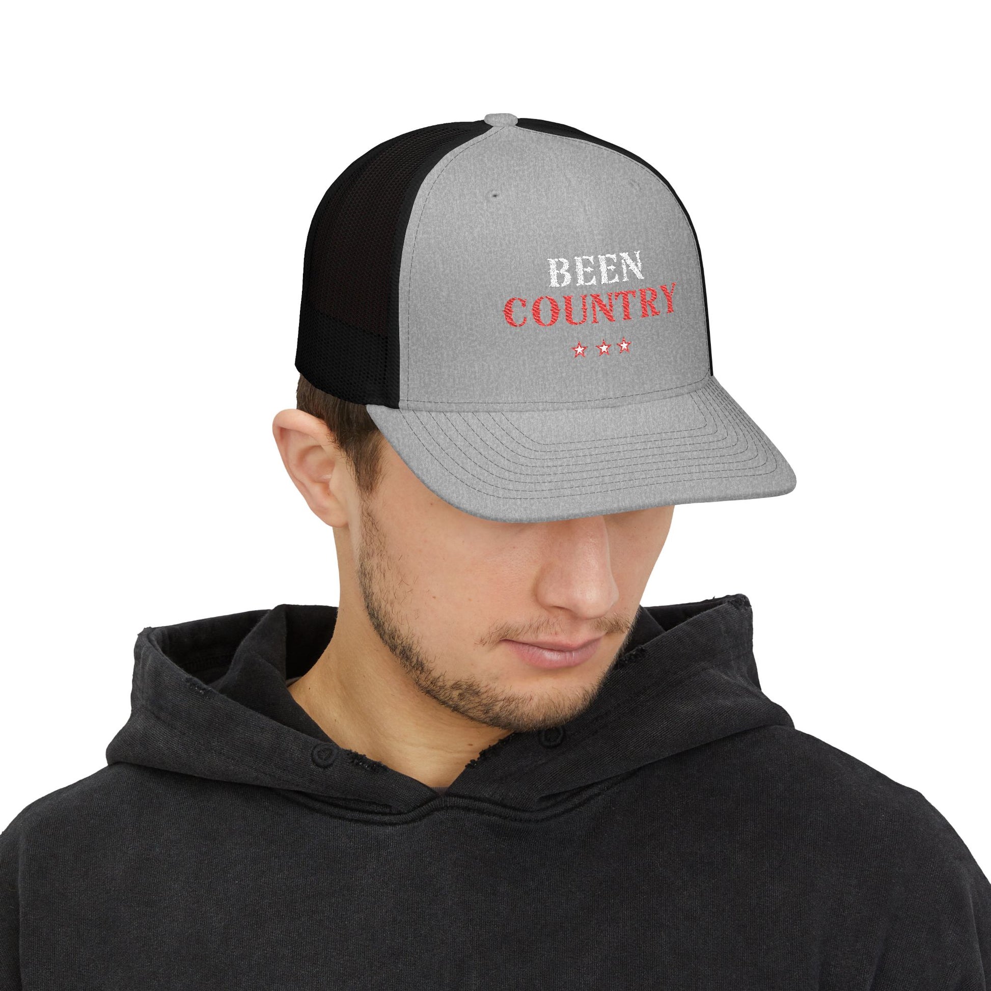 Red Country Western Star Snapback Trucker Cap (Embroidery) - snazzymerch