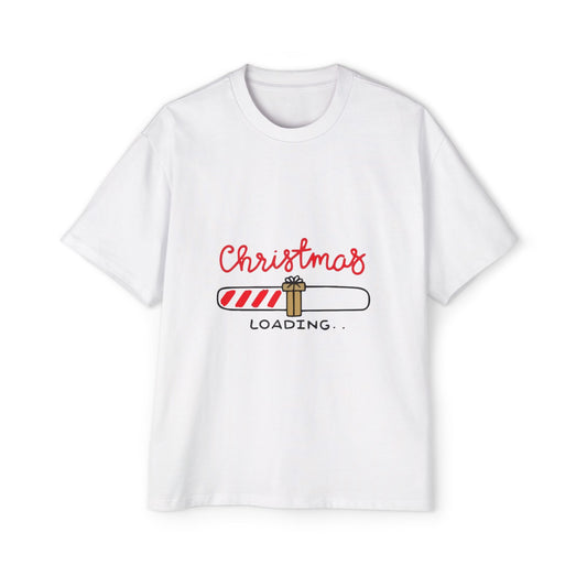 Candy Cane Loading Bar Men's Heavy Oversized Tee – Christmas Sale Edition Printify