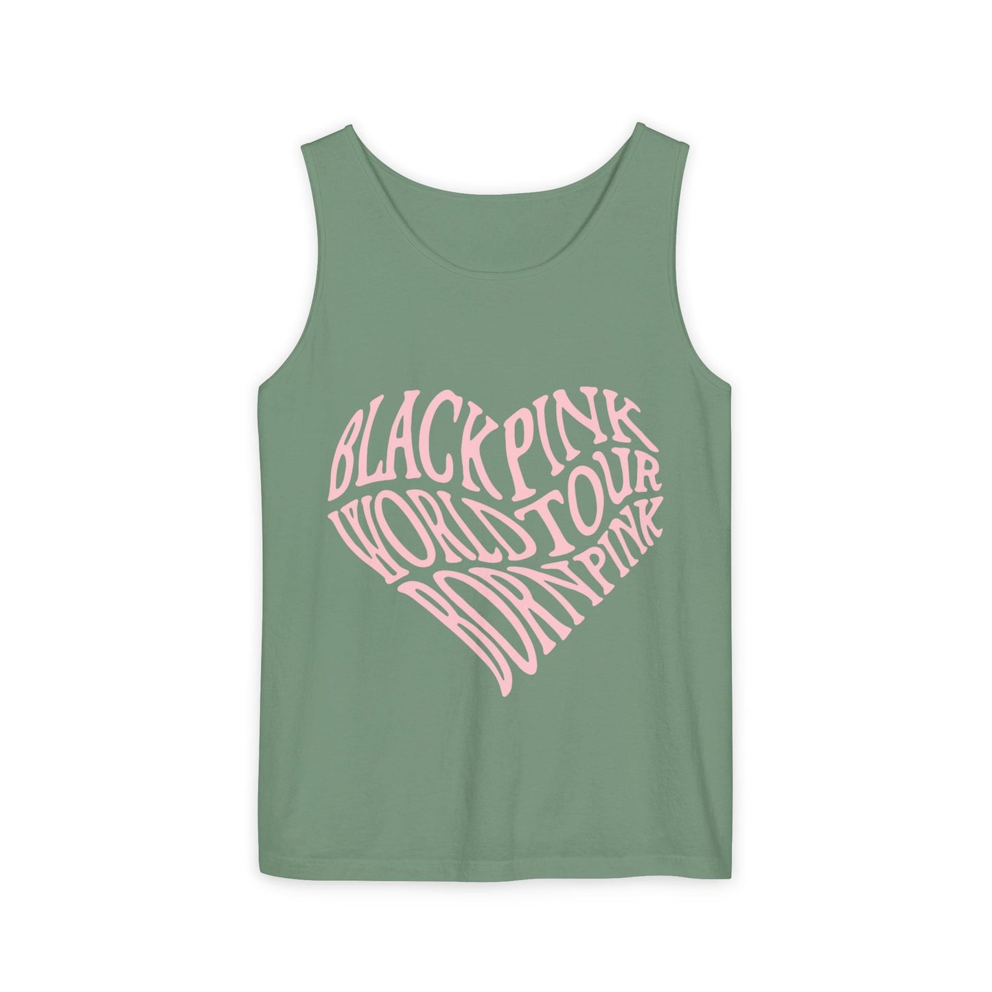 Born Pink Heart Typography – Dyed Tank Top Printify
