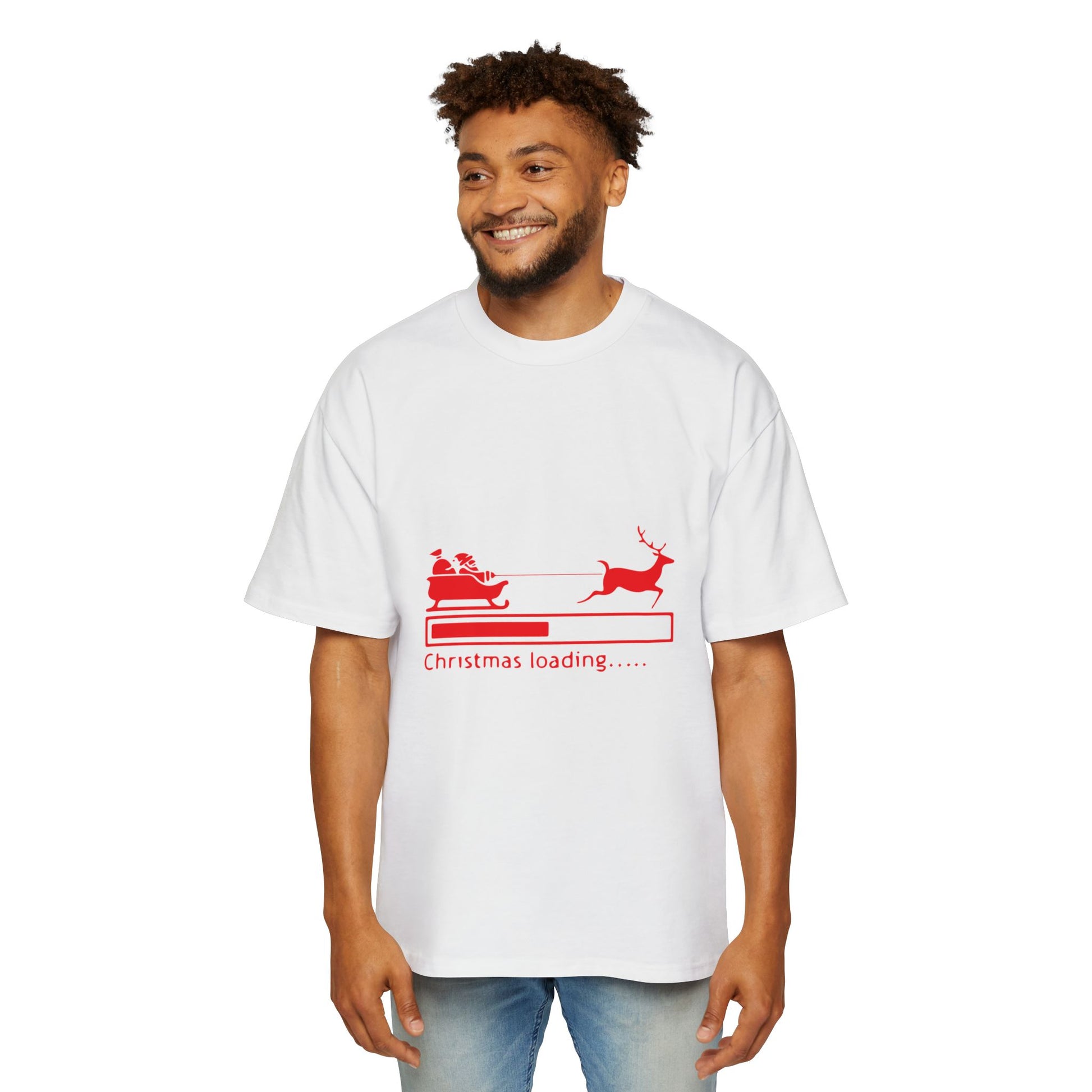 Christmas Loading Oversized Tee – Festive Santa Sleigh Holiday T-Shirt Printify