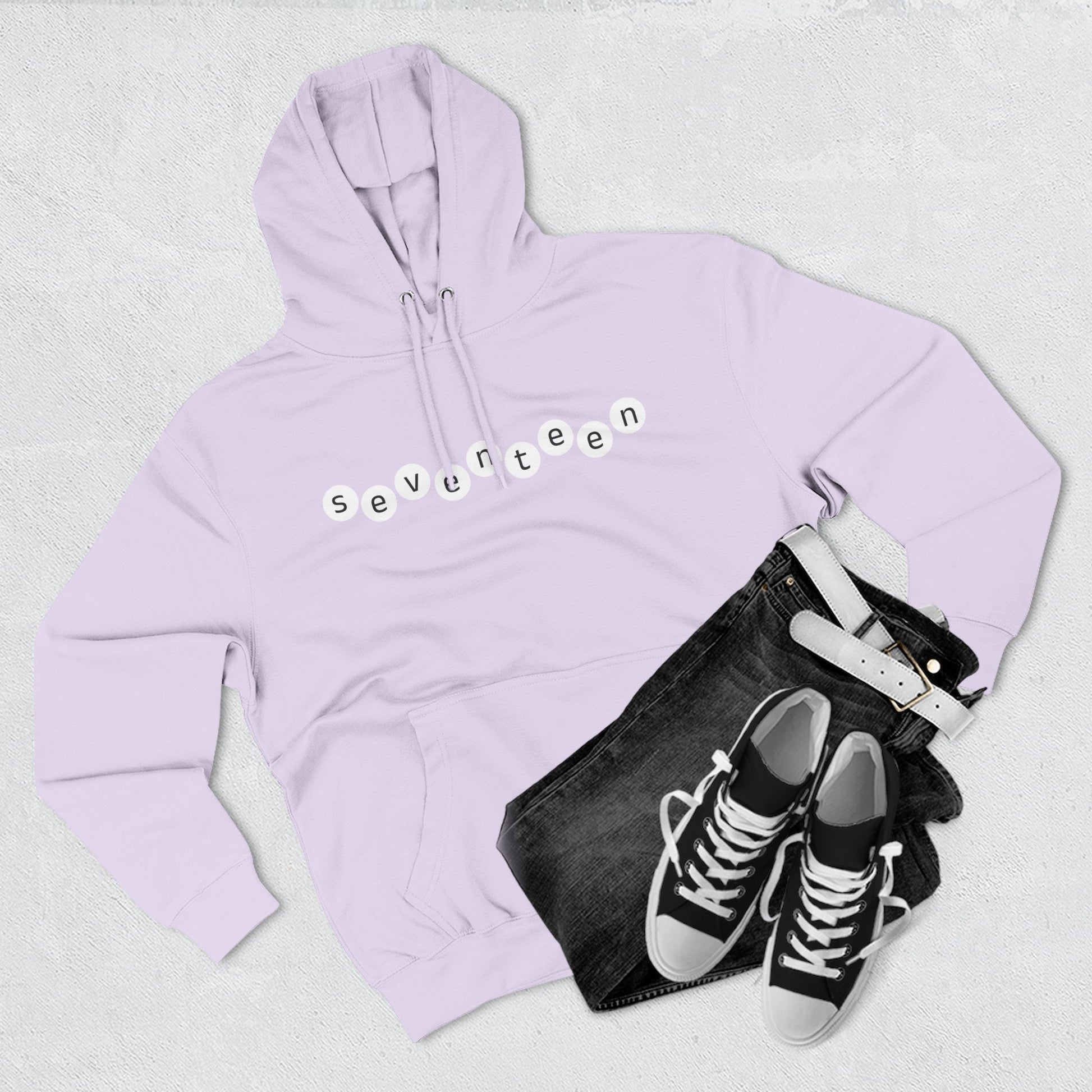 Minimal White Orbit Three-Panel Fleece Hoodie - snazzymerch