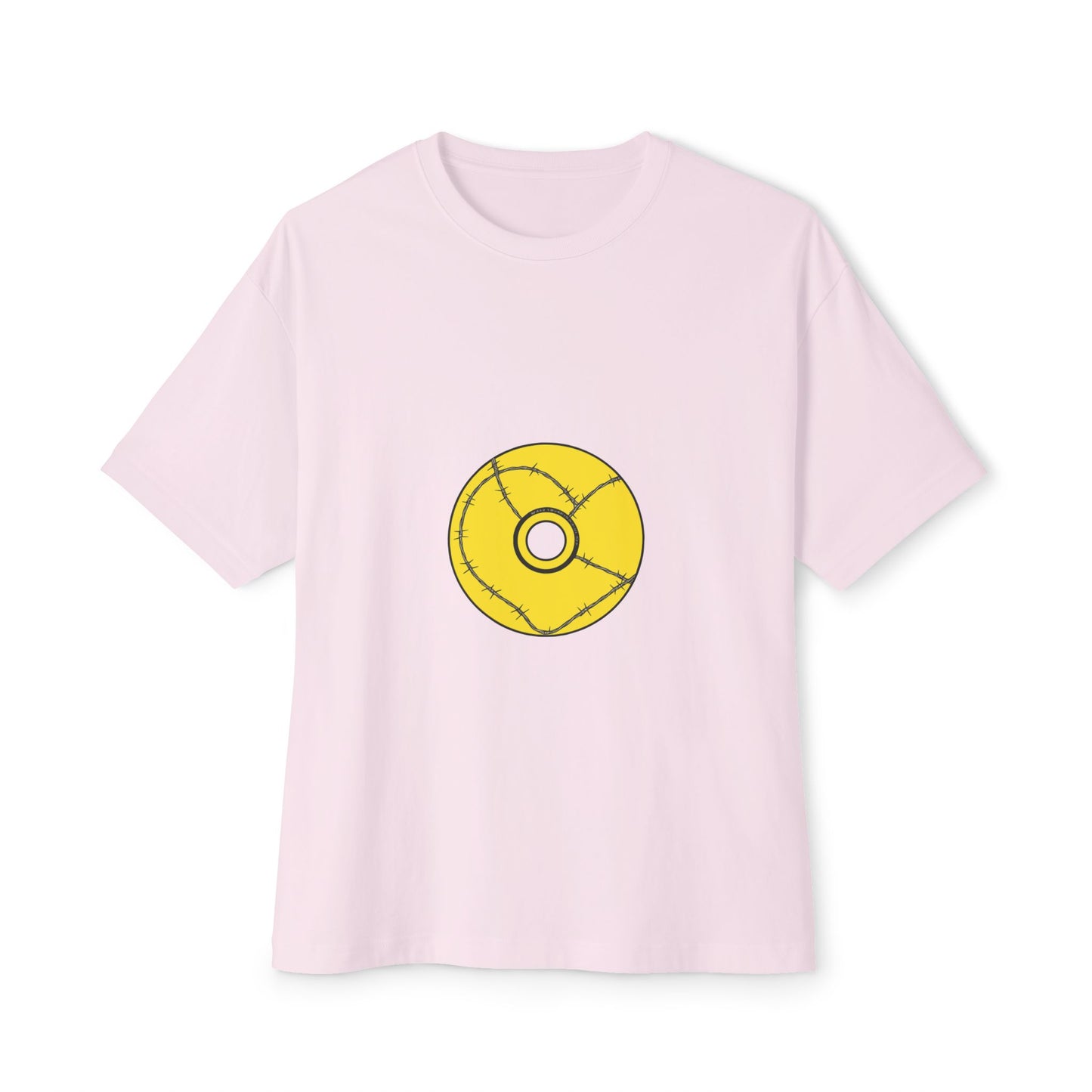 Minimalist Black Disc Outline Unisex Oversized Boxy Tee Printify