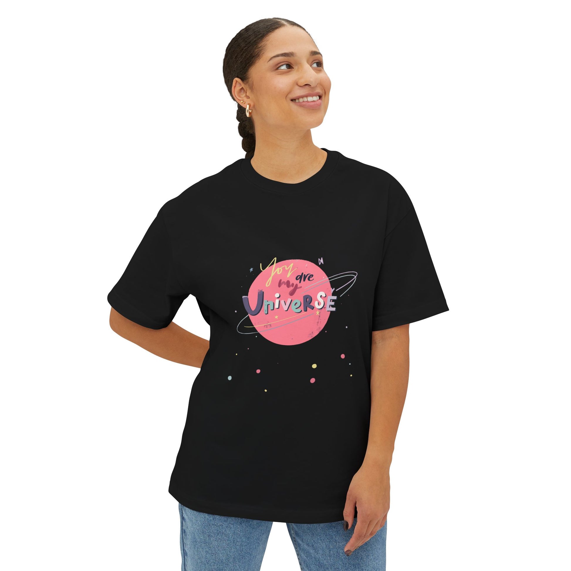 Pastel Planet & Universe Unisex Oversized Boxy Tee Printify