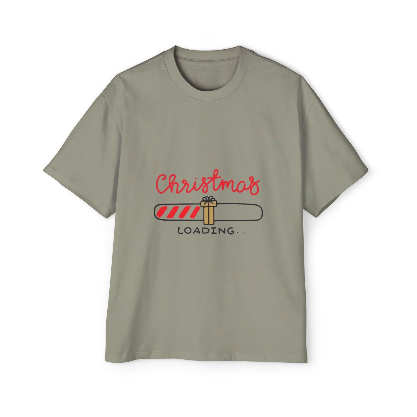 Candy Cane Loading Bar Men's Heavy Oversized Tee – Christmas Sale Edition Printify