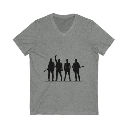 Retro Rock Vibes Unisex Jersey Short Sleeve V-Neck Tee - snazzymerch