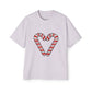 Candy Cane Heart Men's Heavy Oversized Tee – Limited Christmas Sale Edition Printify