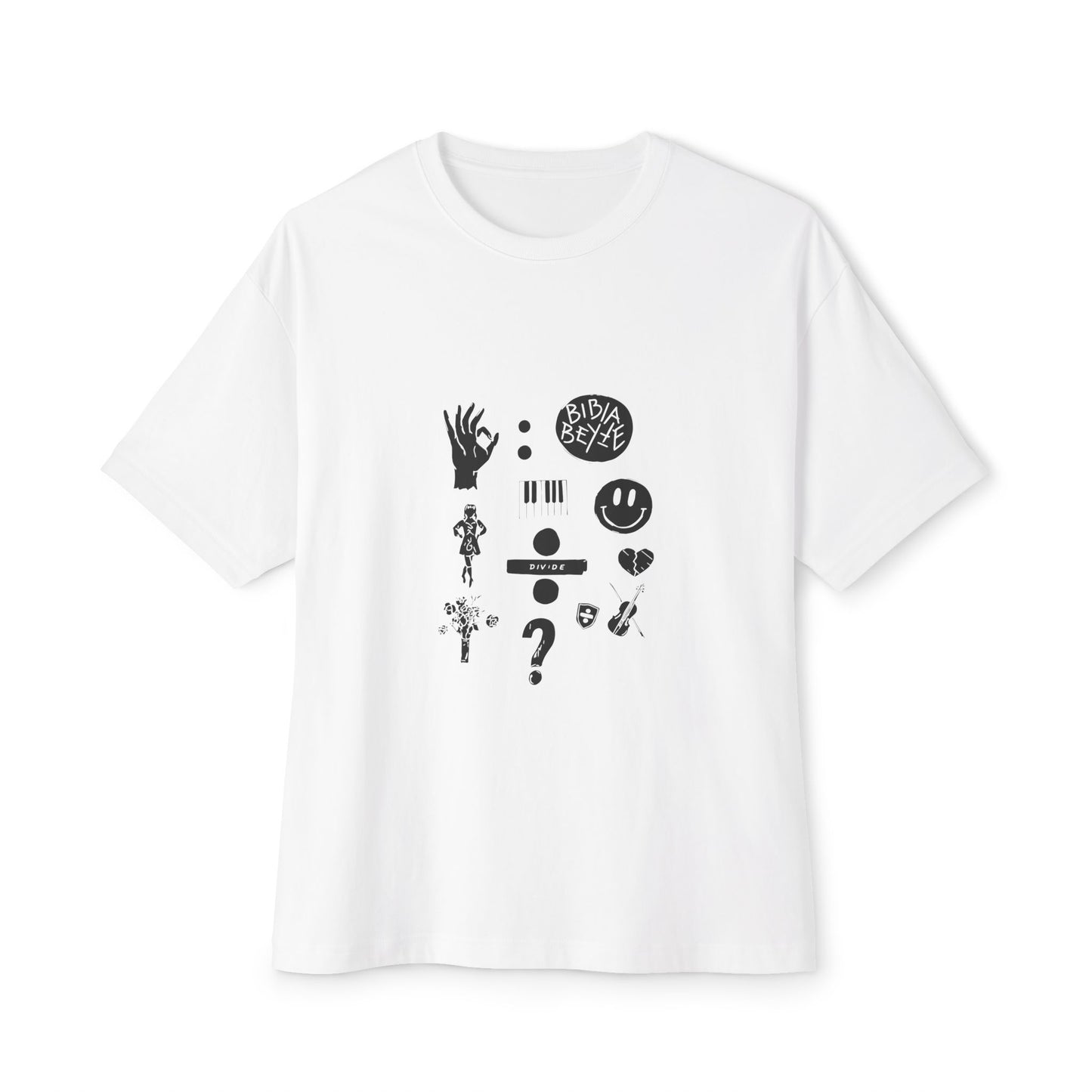 Ocean Wave with Heart Outline Oversized Boxy Tee Printify