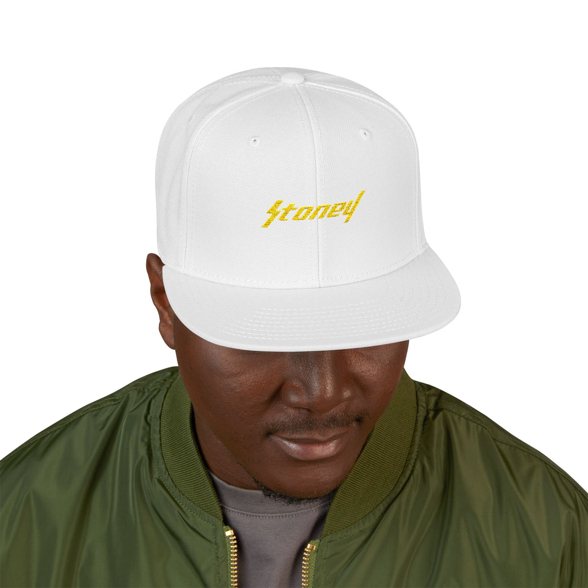 Orange Lightning Text Logo Snapback Cap Printify