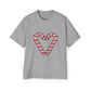 Candy Cane Heart Men's Heavy Oversized Tee – Limited Christmas Sale Edition Printify