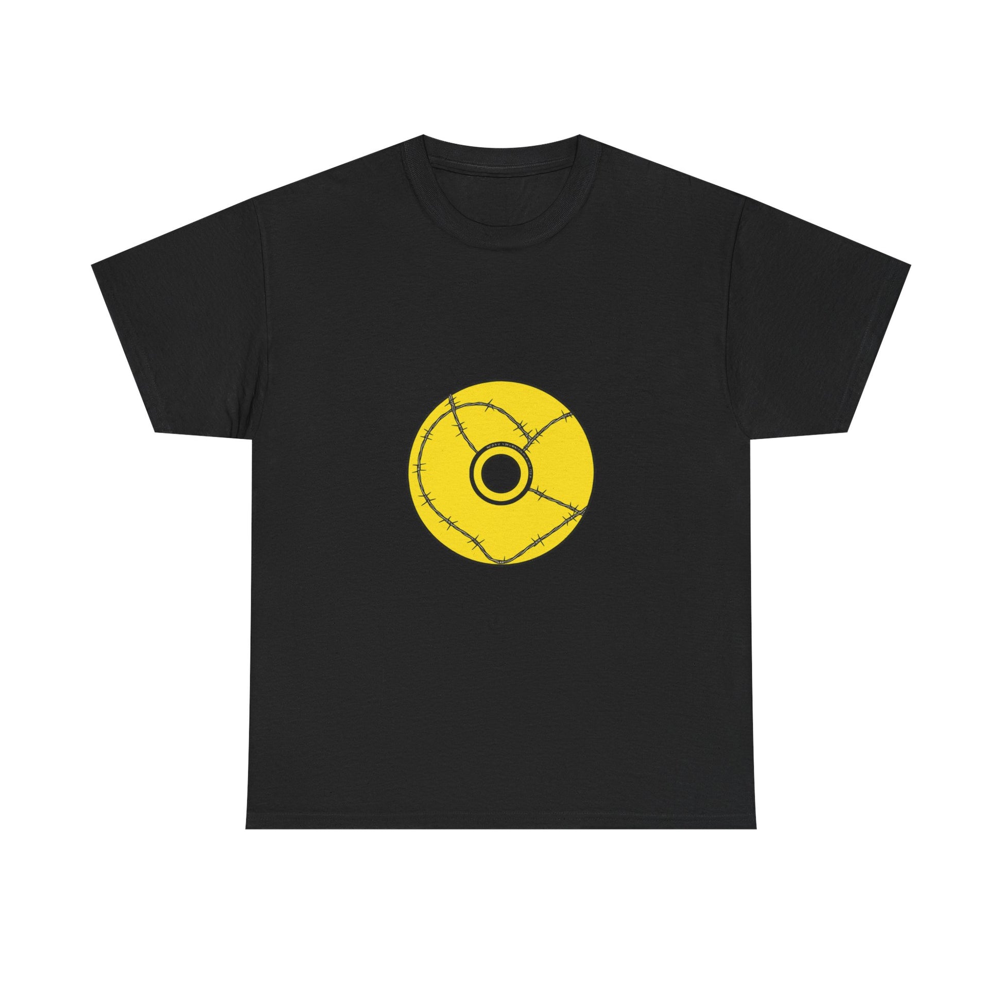 Minimalist Black Disc Outline Unisex Heavy cotton Tee Printify