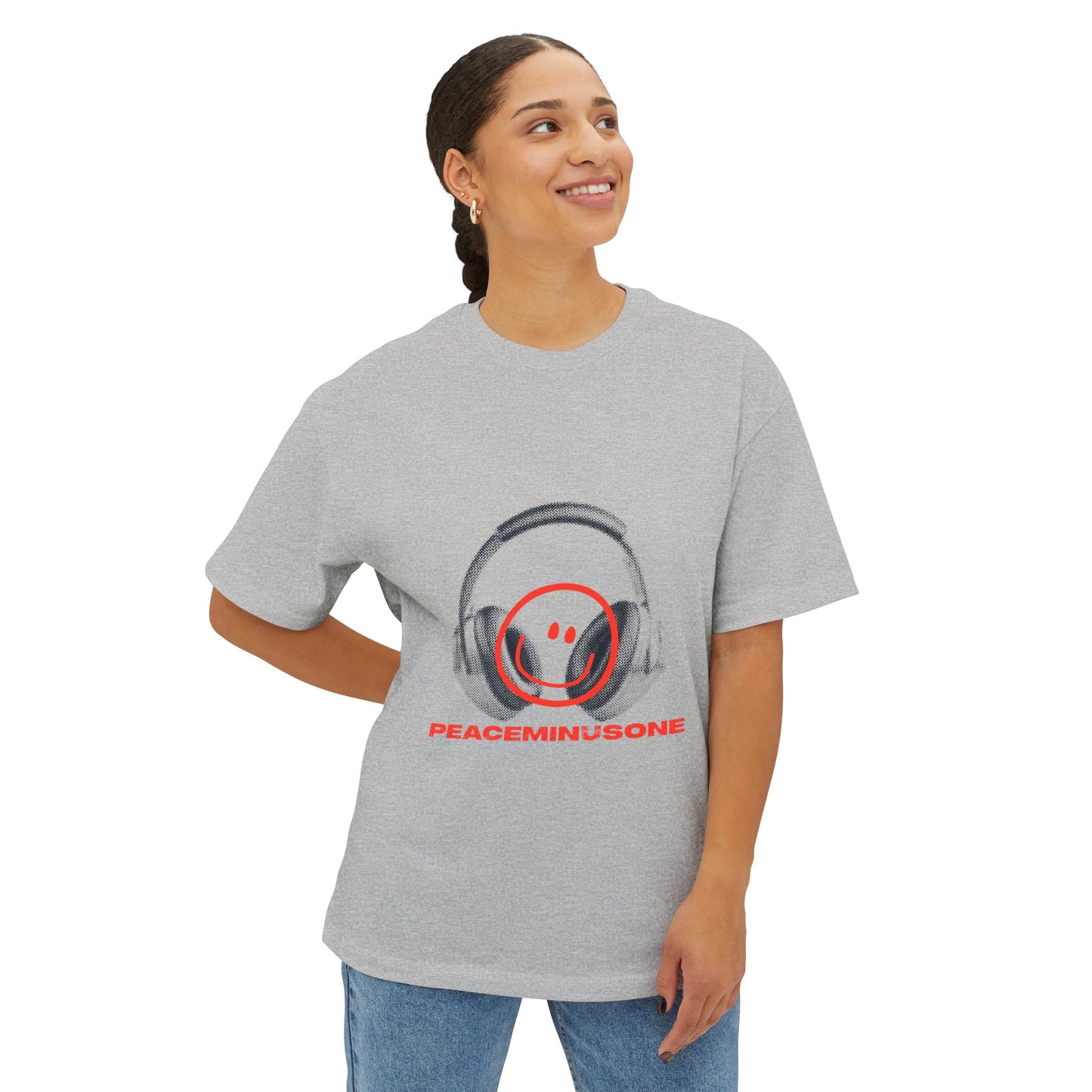Smiley Beats Graphic Unisex Oversized Boxy Tee - snazzymerch