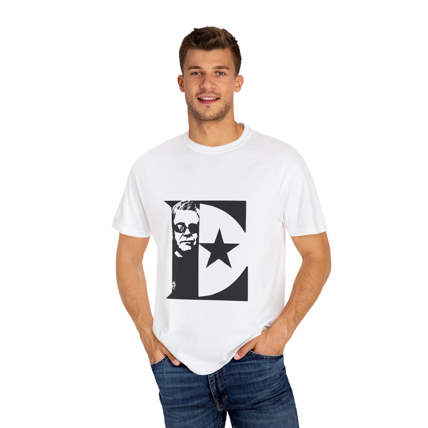 Black & White Portrait Unisex Garment-Dyed T-shirt - snazzymerch