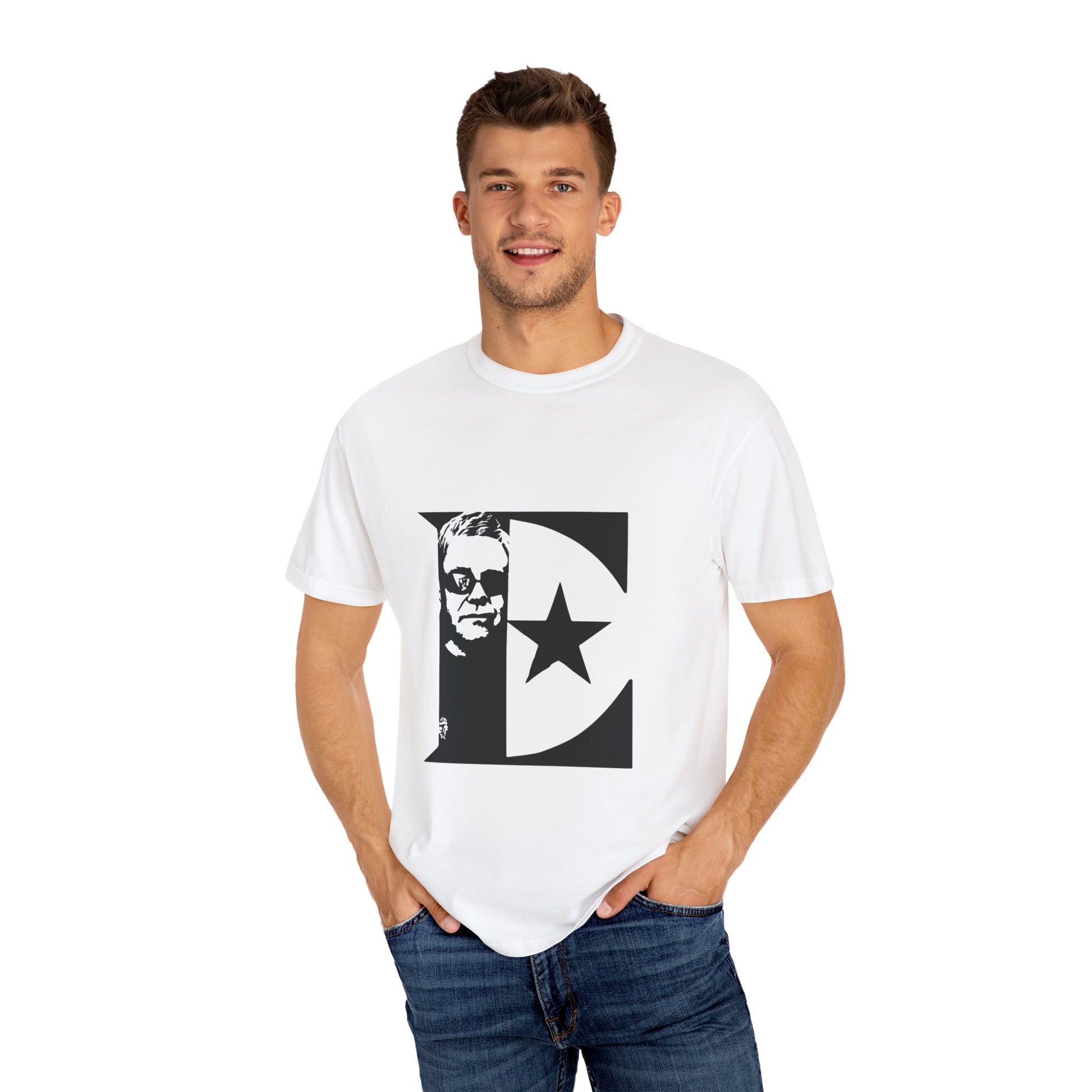 Black & White Portrait Unisex Garment-Dyed T-shirt - snazzymerch