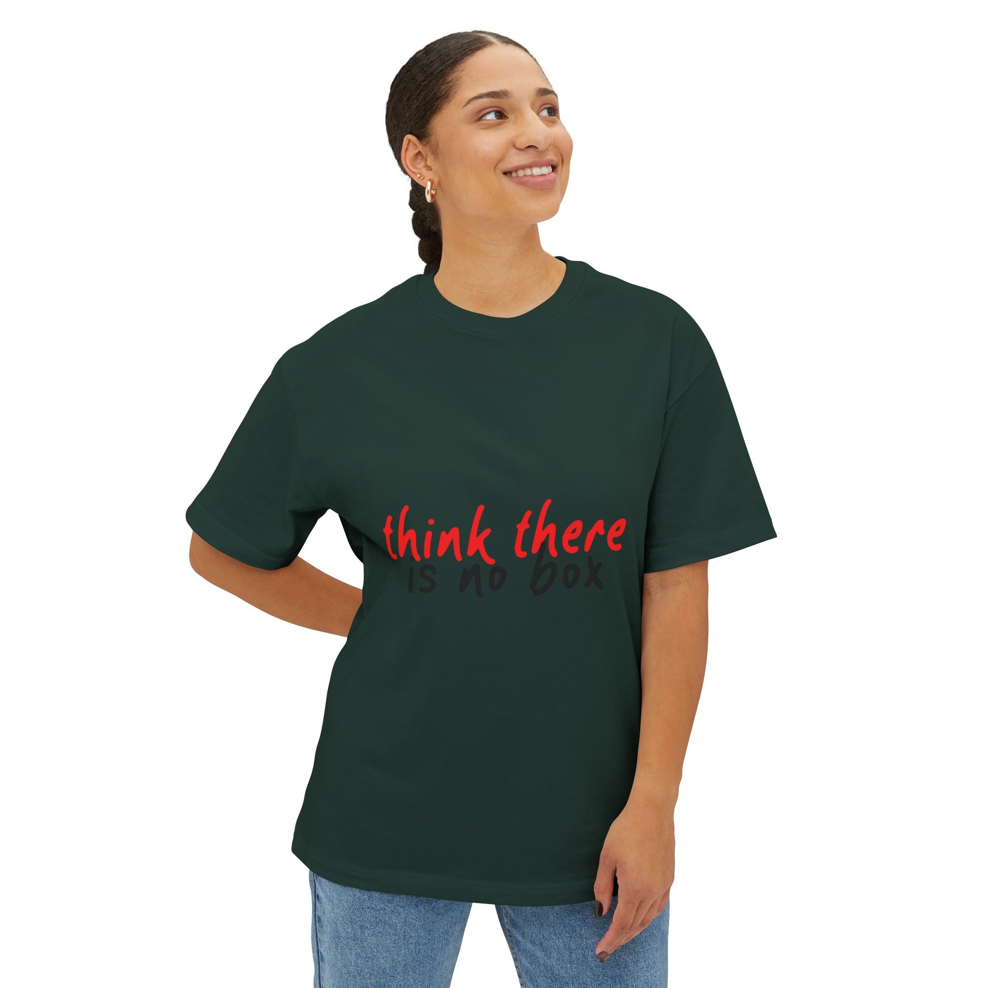 Think There Handwritten Unisex oversized Boxy Tee - snazzymerch