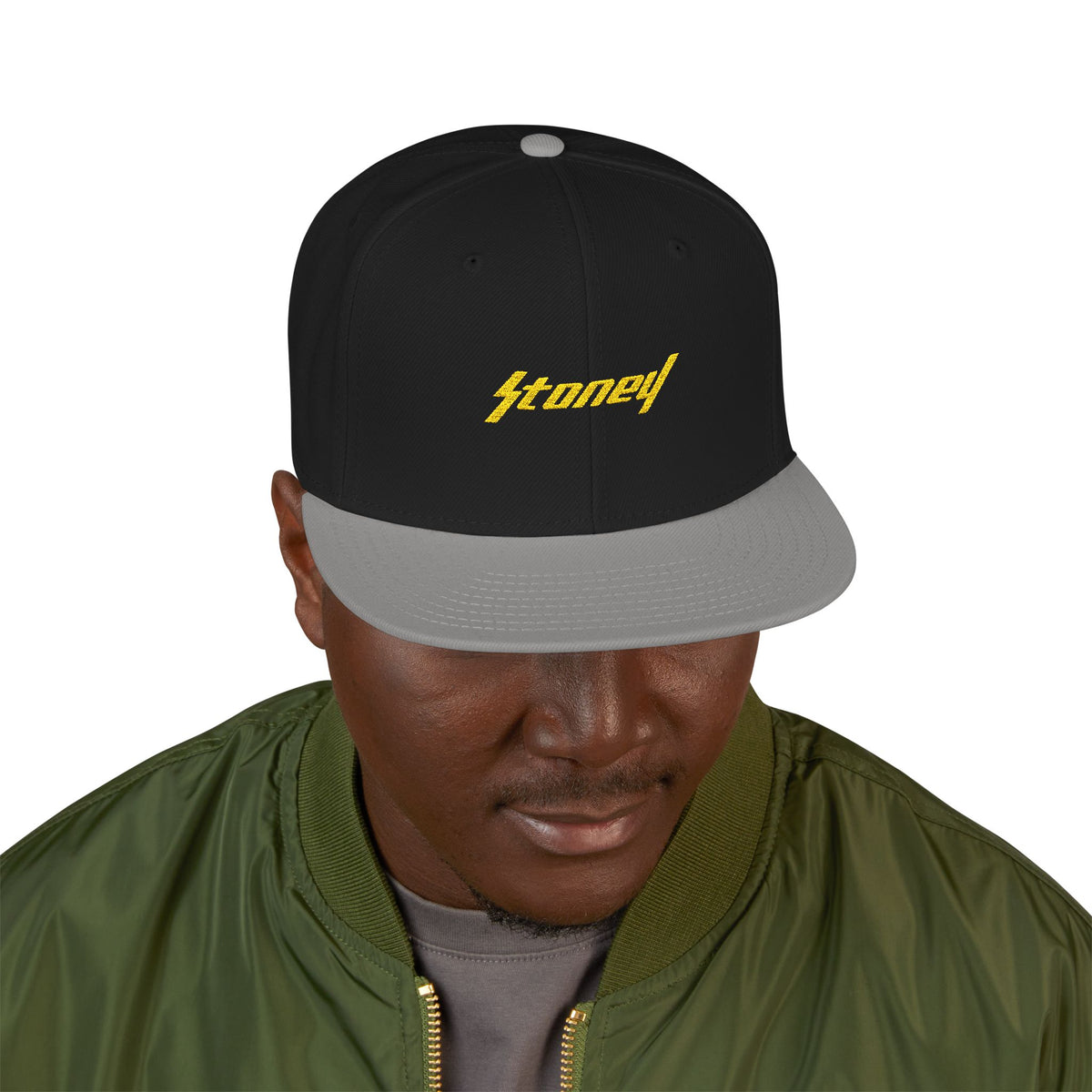 Orange Lightning Text Logo Snapback Cap Printify