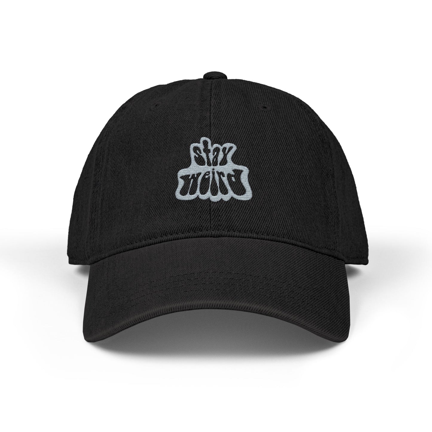 Retro Pink “Stay Weird” Typography Denim Hat (Embroidery) - snazzymerch