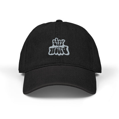 Retro Pink “Stay Weird” Typography Denim Hat (Embroidery) - snazzymerch