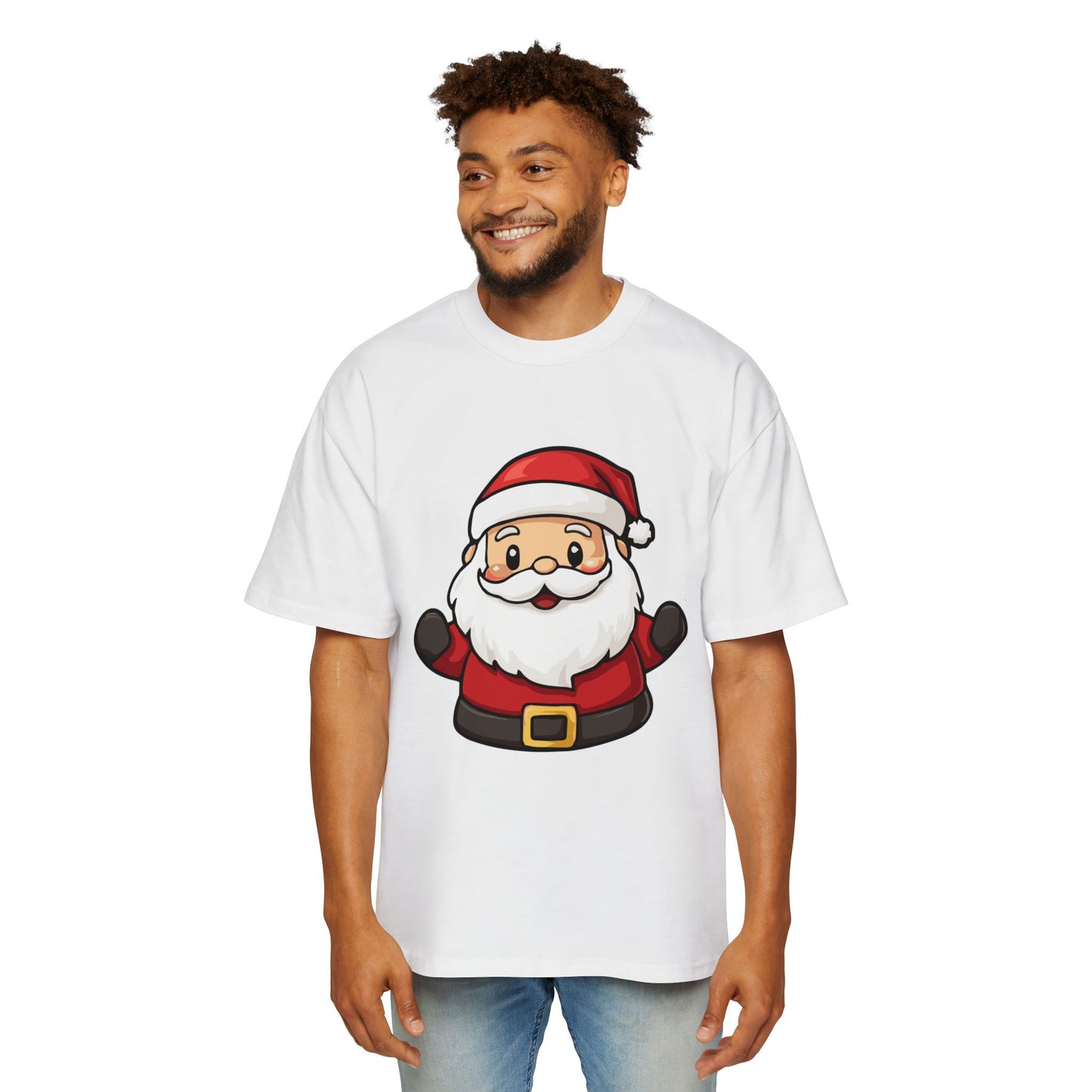 Cute Santa Claus Oversized Tee – Festive Christmas Cartoon T-Shirt Printify