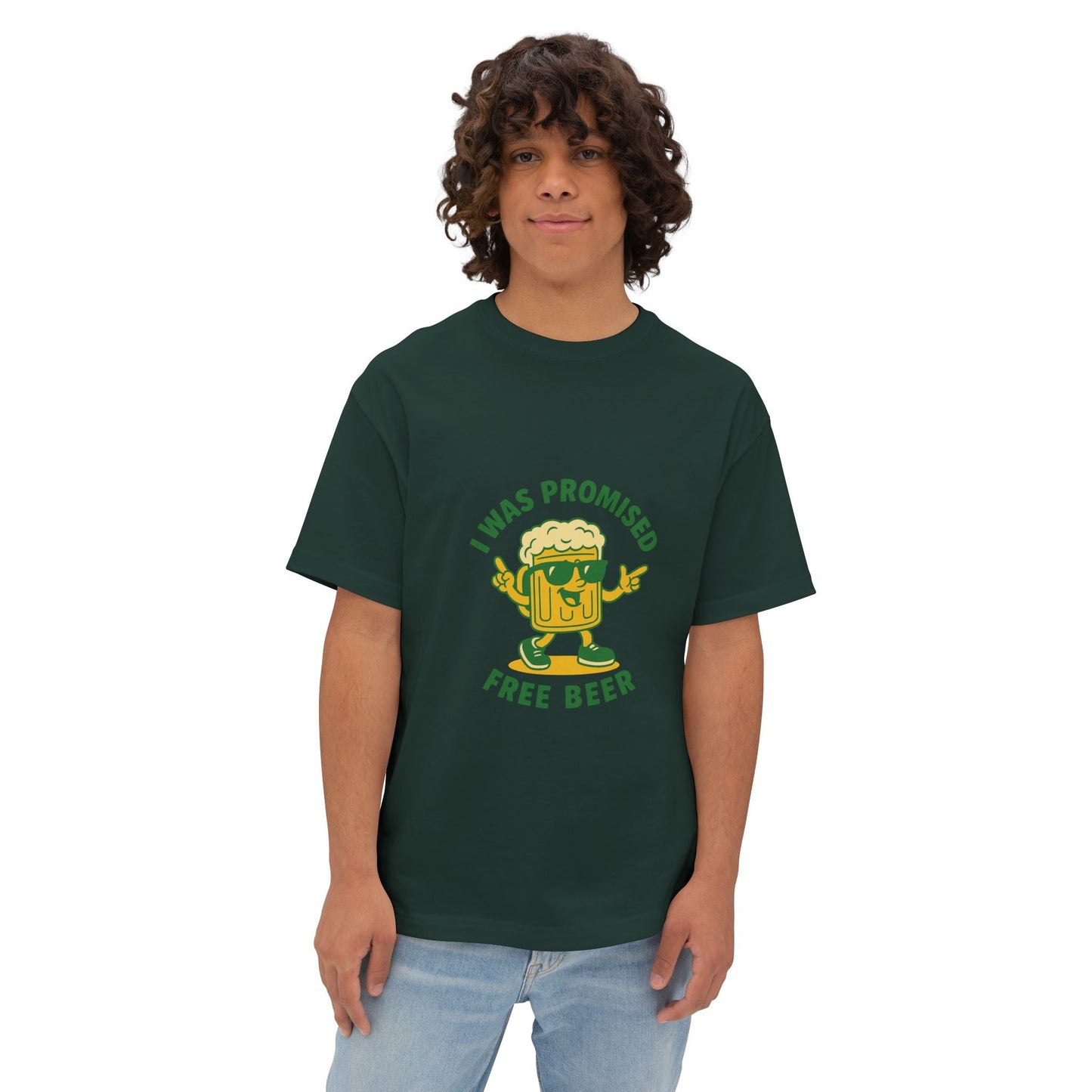 Unisex Oversized Tee – Snazzy Free Beer Edition Printify