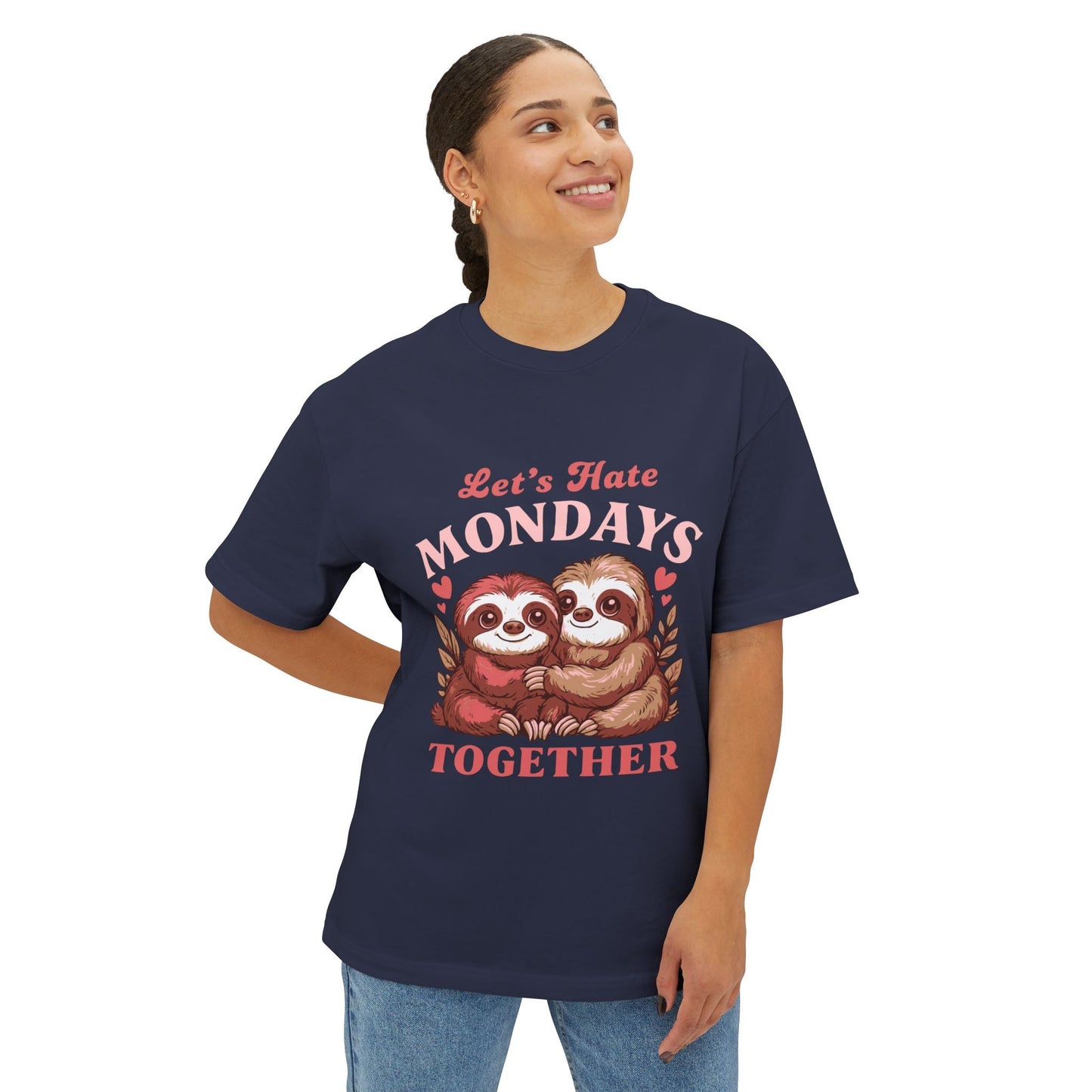Oversized boxy Tee – Snazzy Lets hate Monday Edition Printify