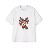 Cute Christmas Reindeer Oversized Tee – Festive Holiday Cartoon T-Shirt Printify