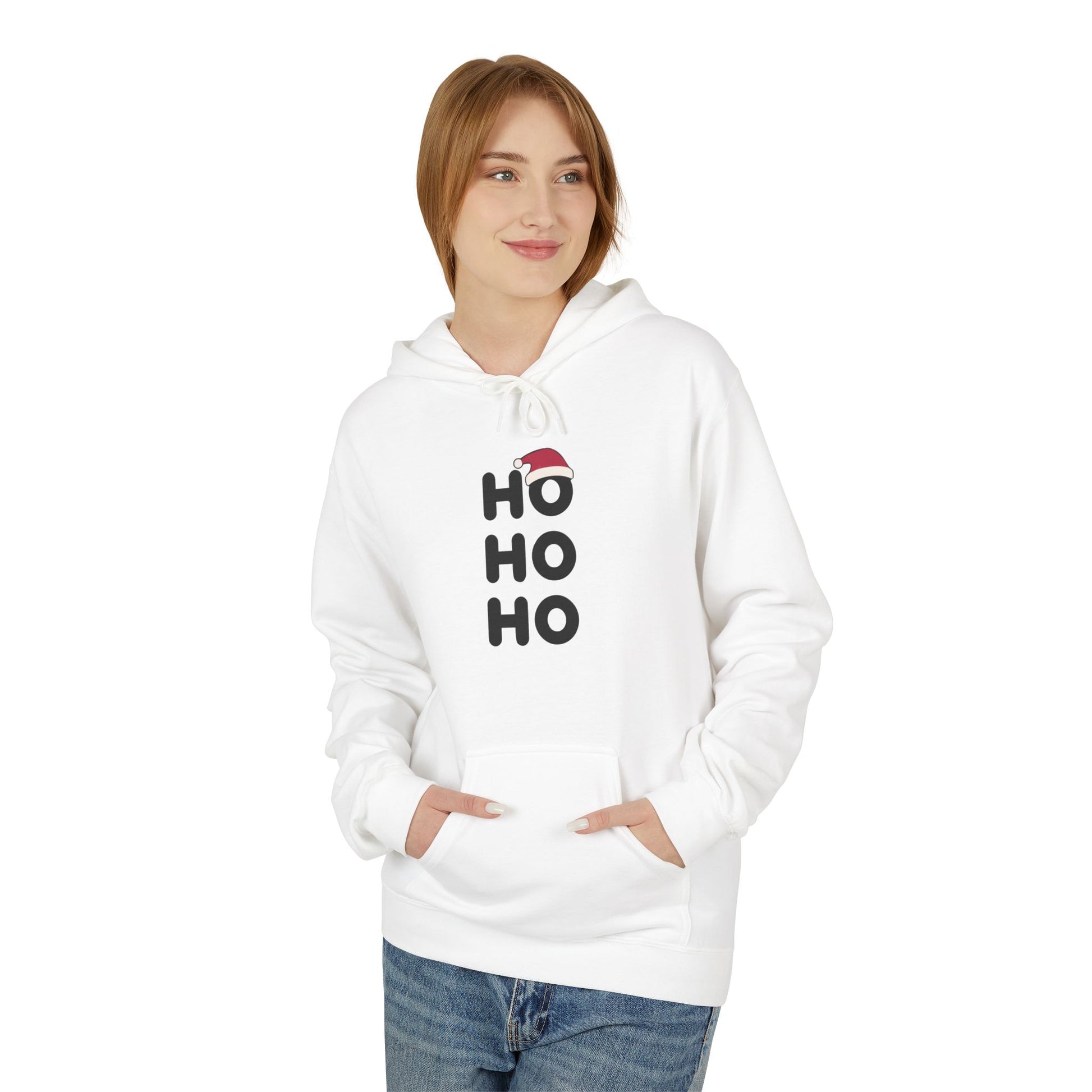 HO HO HO Christmas Typography Hoodie – Holiday Edition Printify