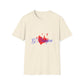 Heart on Fire Bold Script Unisex Softstyle Tee - snazzymerch