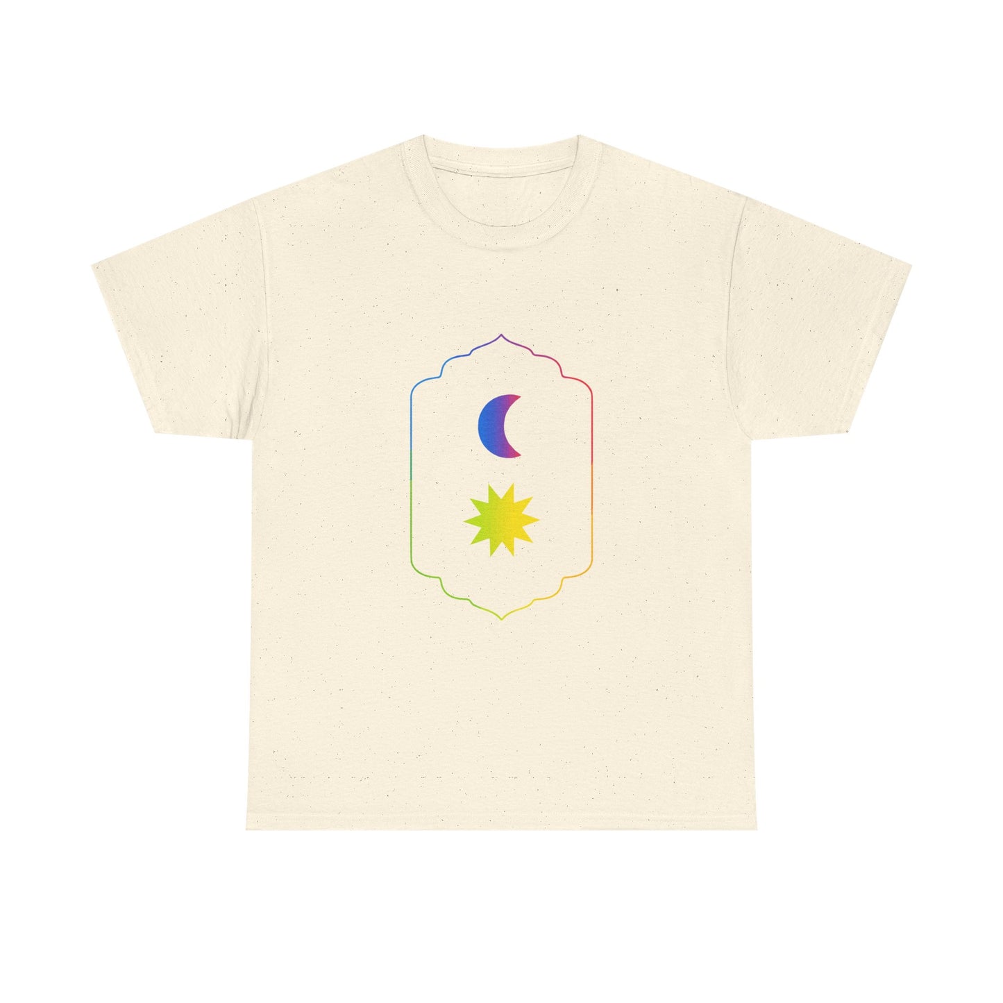 Gradient Moon and Star Emblem Unisex Cotton Tee Printify