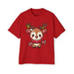 Cute Baby Reindeer Oversized Tee – Festive Christmas Cartoon T-Shirt Printify