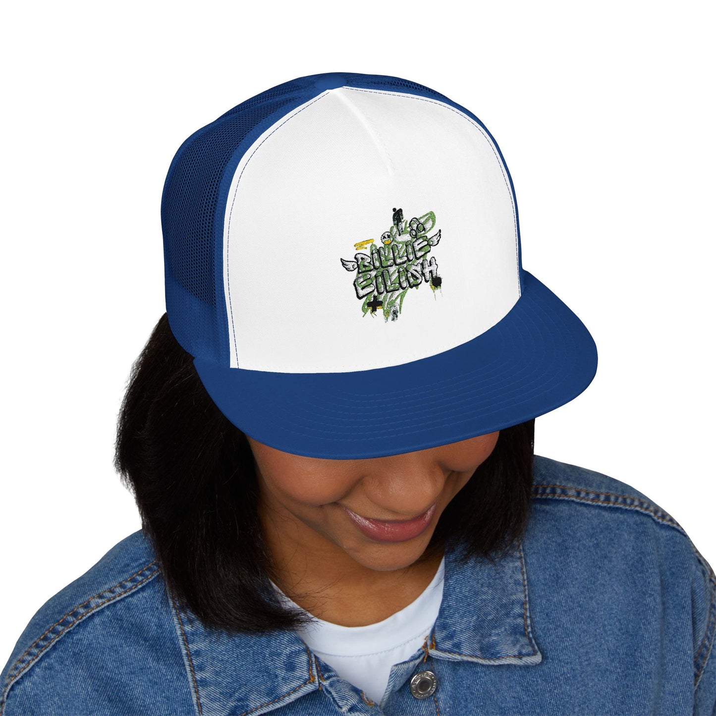Billie Eilish Inspired Trucker Cap – Grunge Angel Graffiti Edition Printify
