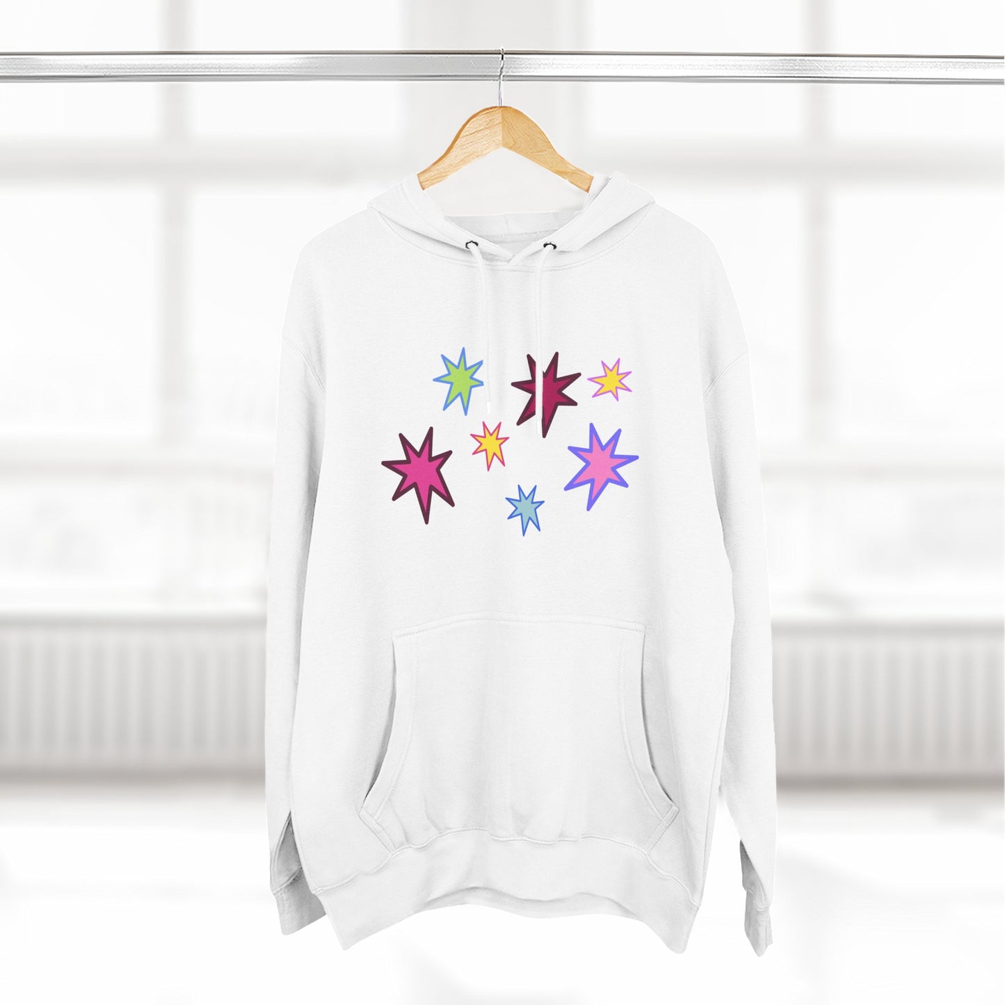 Rainbow Spark Burst Three-Panel Fleece Hoodie - snazzymerch
