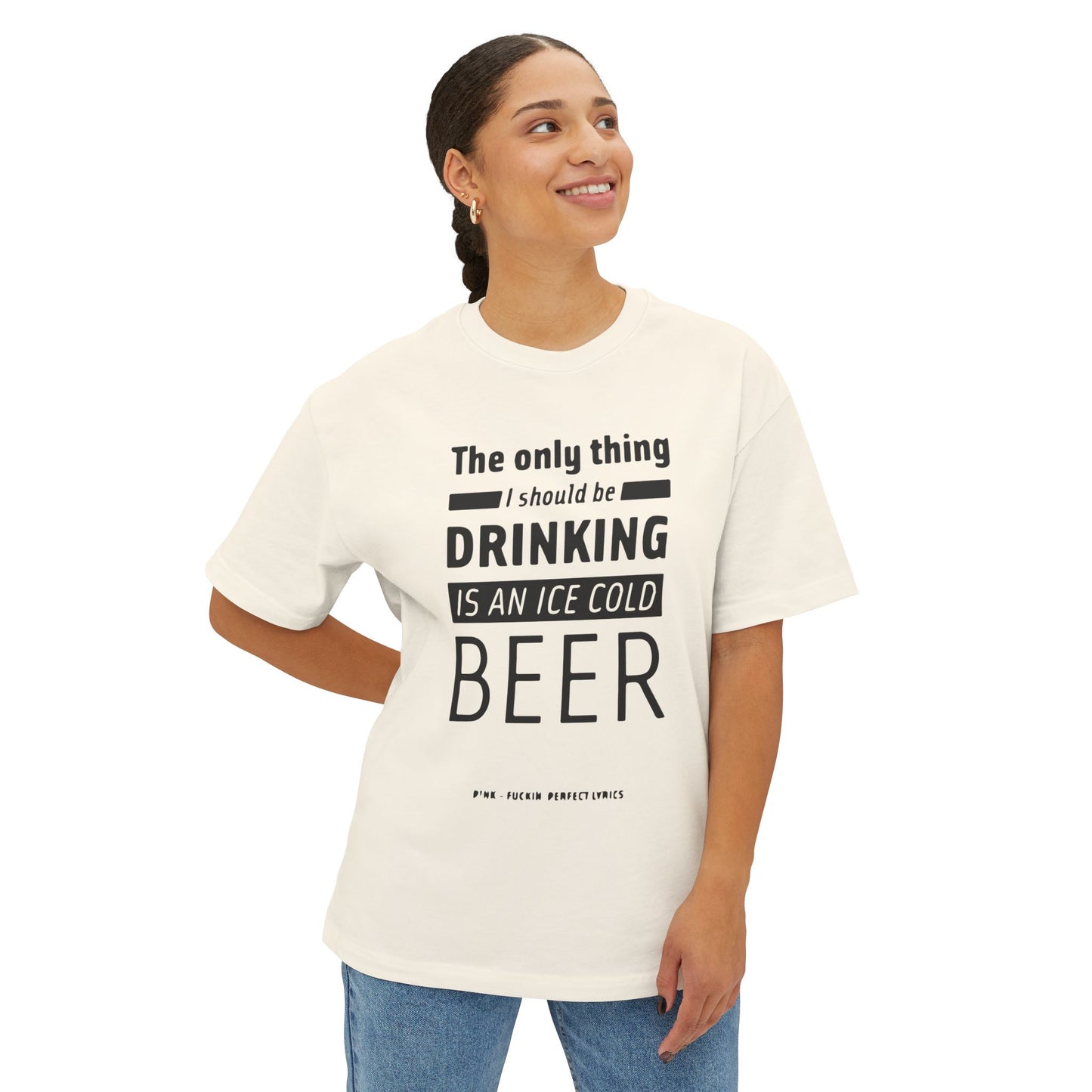 Pop Art Lips & Text Unisex Oversized Boxy Tee - snazzymerch