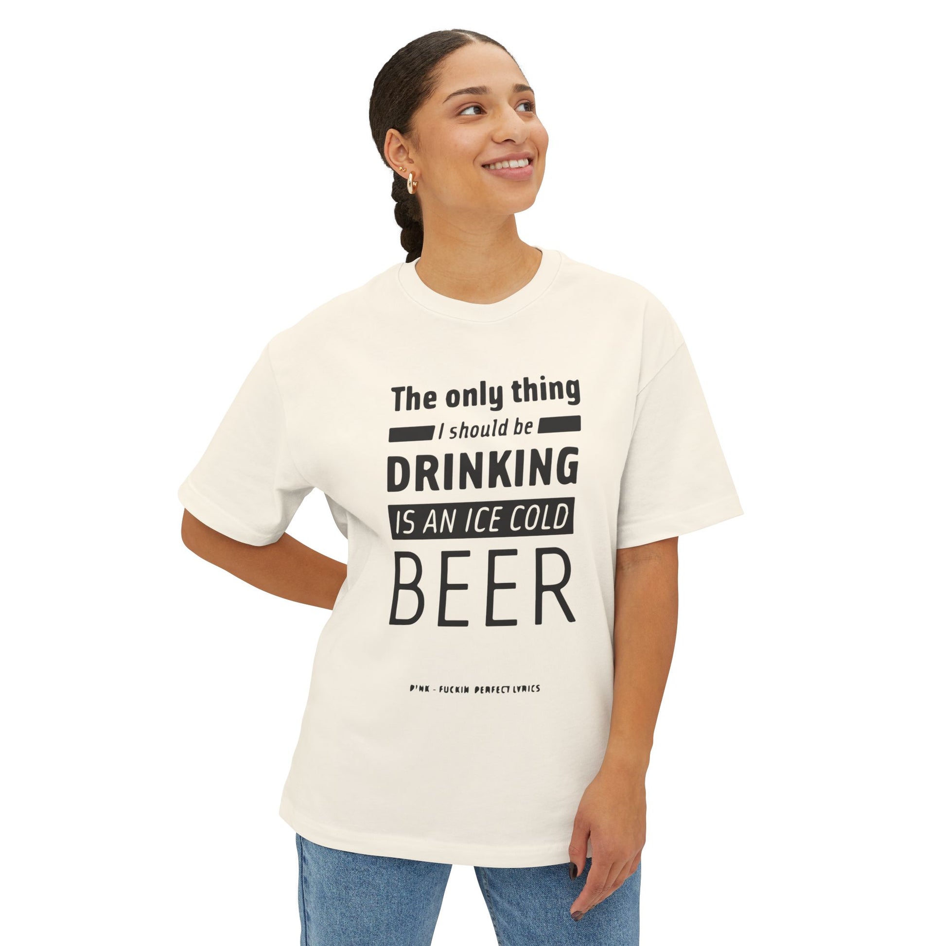 Pop Art Lips & Text Unisex Oversized Boxy Tee - snazzymerch