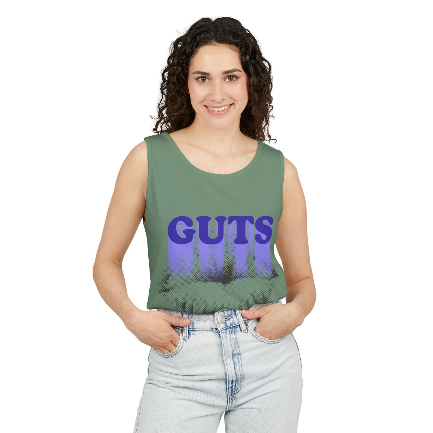Guts Drip Effect Halftone-Dyed Tank Top Printify