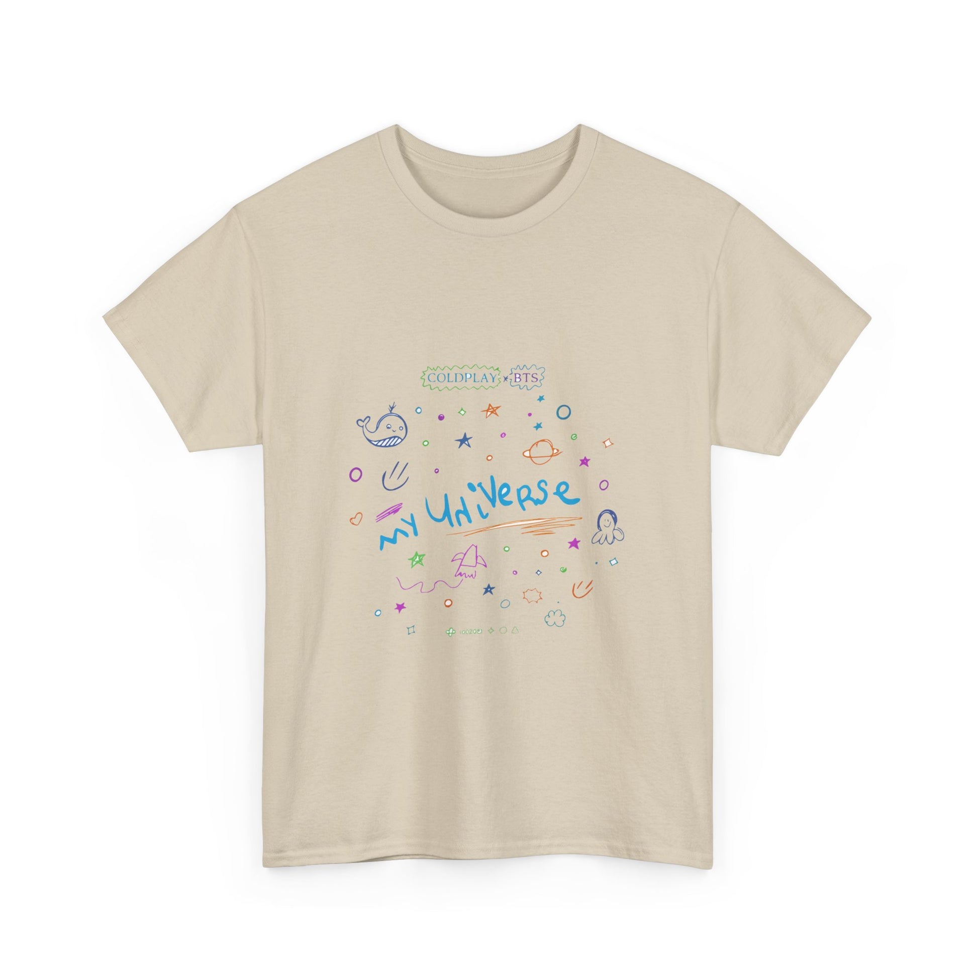Neon Space Doodles Unisex Cotton Tee Printify