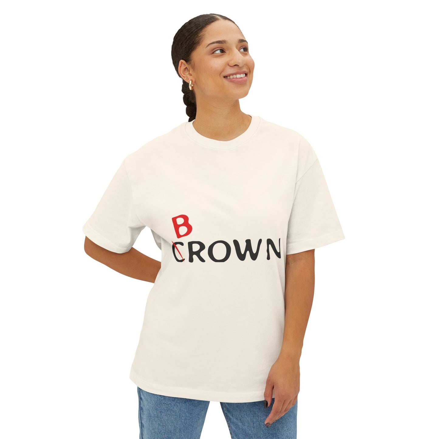 Abstract Red Flag Typography Unisex oversized Boxy Tee - snazzymerch