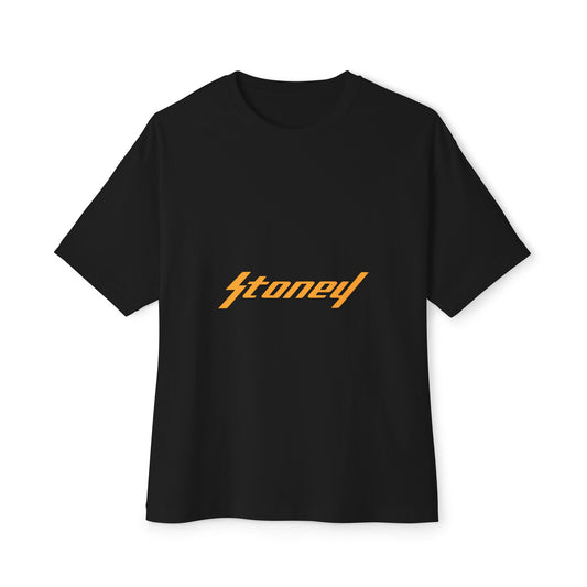 Orange Lightning Text Logo Unisex Oversized Boxy Tee Printify