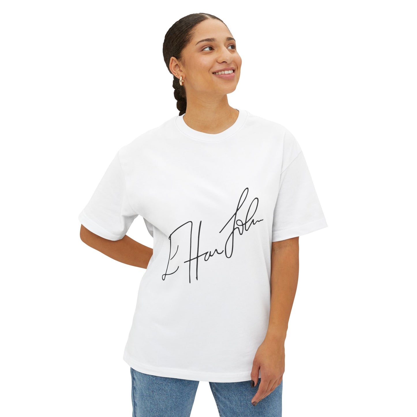 Rainbow Hat Illustration Unisex Oversized Boxy Tee - snazzymerch
