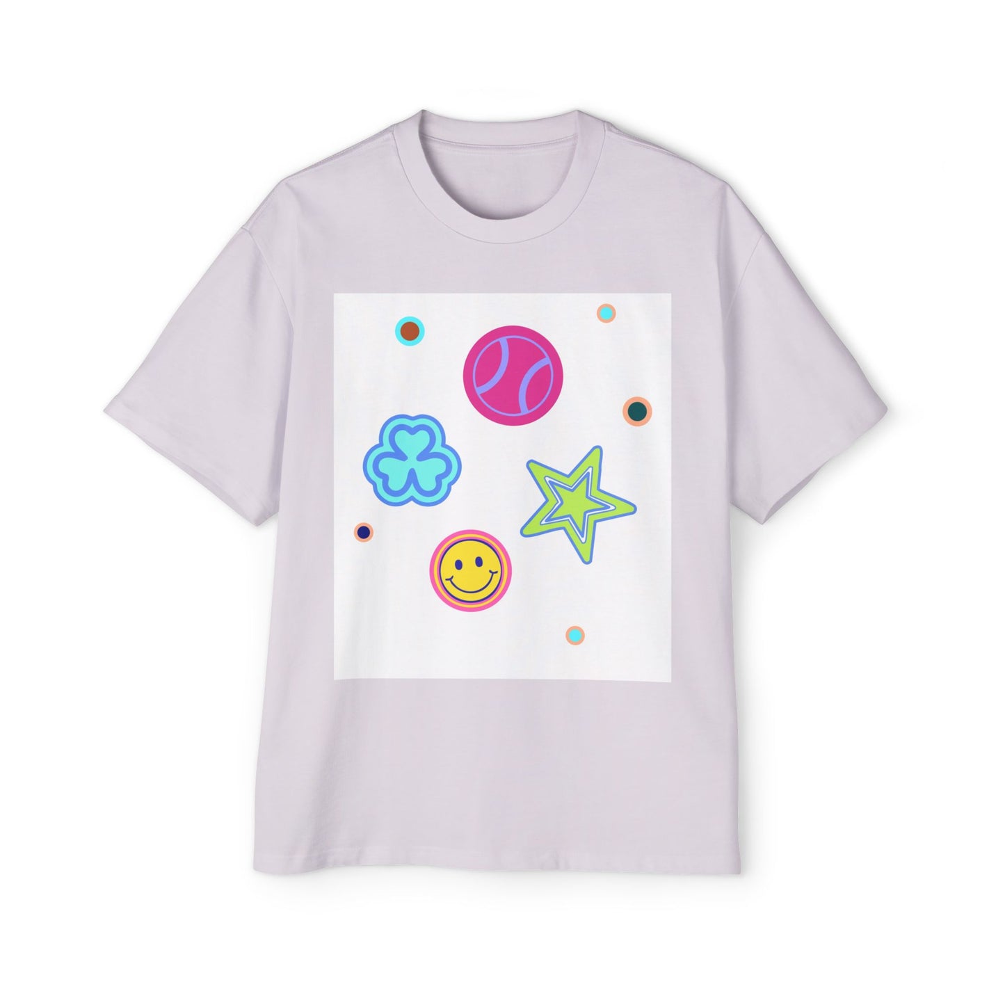 Color Pop Charm Patch Men's Heavy Oversized Tee - snazzymerch